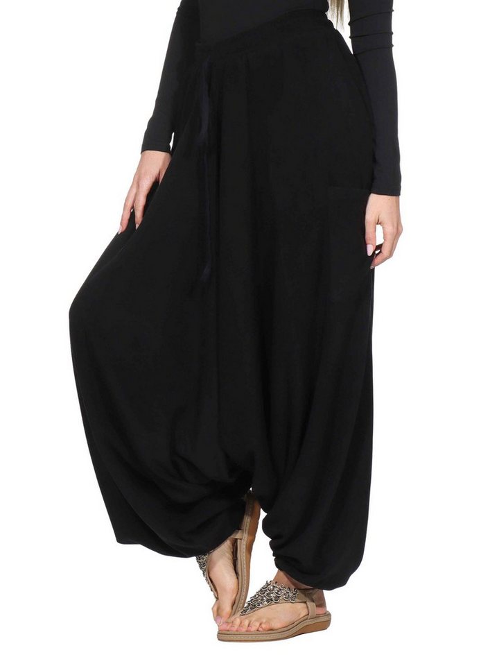 KUNST UND MAGIE Haremshose Unisex Fleecehose Thermo Haremshose Wellnesshose Boho Winter Hose von KUNST UND MAGIE