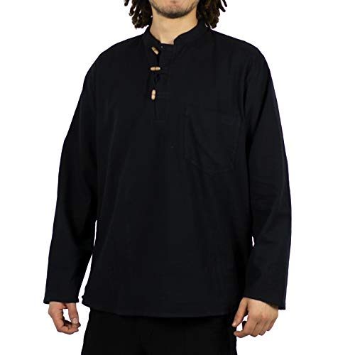 Kunst und Magie Herren Fischerhemden bequemer Schnitt Klassische Farben in verschiedenen Größen, Größe:3XL, Farbe:Black/Schwarz von Kunst und Magie