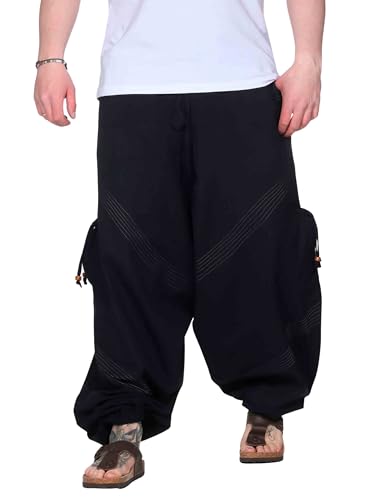 Kunst und Magie Herren Goa Haremshose in klassischen Farben, Größe:3XL, Farbe:Black/Schwarz von Kunst und Magie