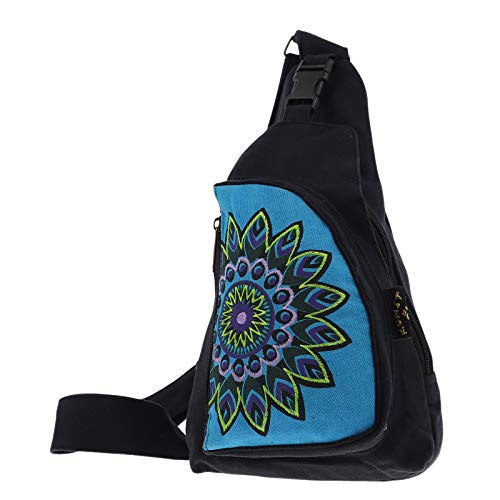 Kunst und Magie Hippie Goa Bodybag Schultertasche, Größe:S, Farbe:Schwarz/Türkis von Kunst und Magie