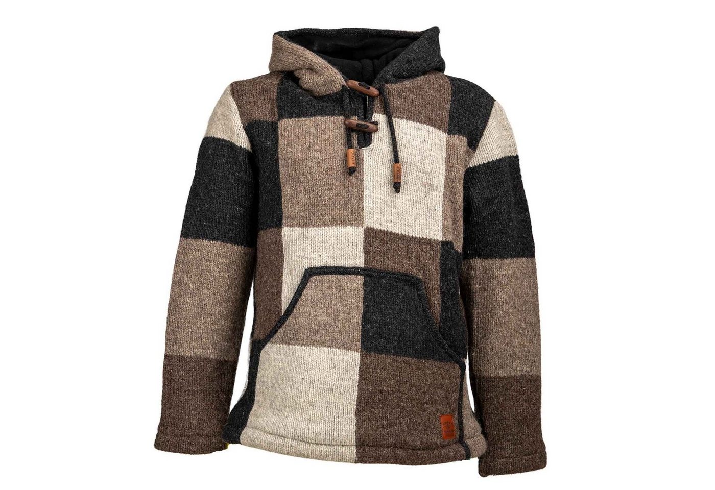 KUNST UND MAGIE Hoodie Baja Hoodie Strickjacke Wolle Jacke mit Kapuze Winter Pullover von KUNST UND MAGIE