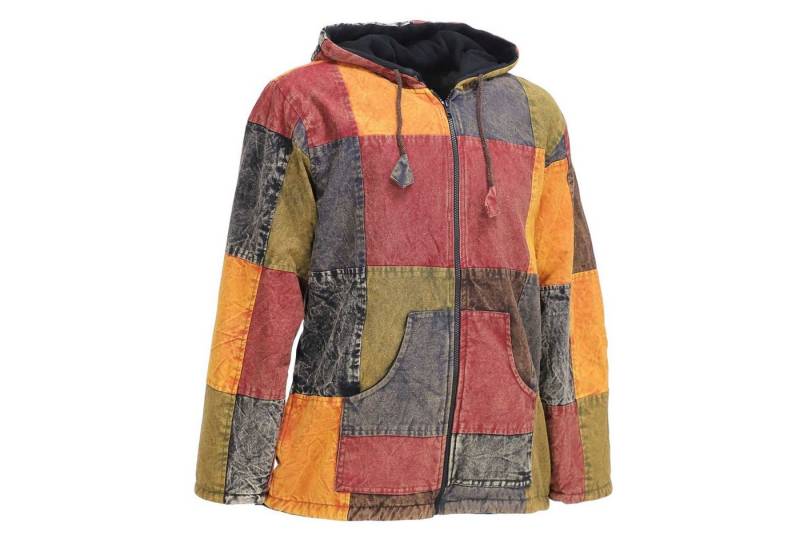 KUNST UND MAGIE Kapuzenfleecejacke Patchwork Jacke Baja Hoodie alternativ Kapuzenjacke +Fleecefutter Fair von KUNST UND MAGIE