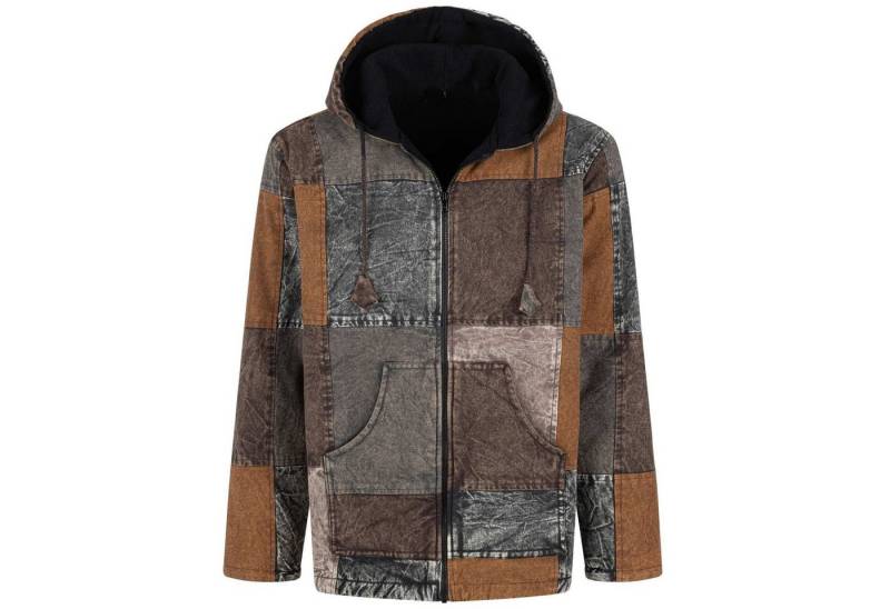 KUNST UND MAGIE Kapuzenfleecejacke Patchwork Jacke Baja Hoodie alternativ Fleecefutter Nachhaltig Fair von KUNST UND MAGIE