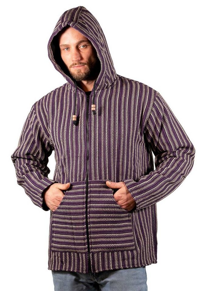 KUNST UND MAGIE Kapuzennickijacke Kapuzenjacke Kapu Hoodie mit Kapuze Goa Hippie Jacke Nepal Fair von KUNST UND MAGIE