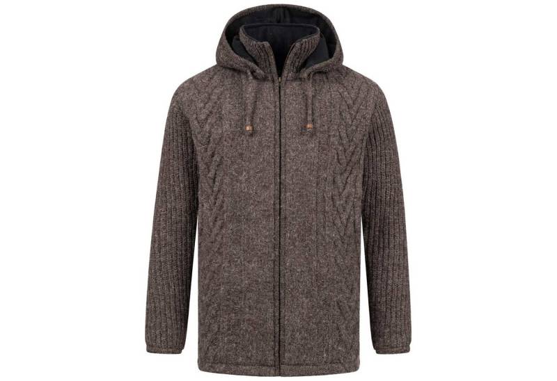 KUNST UND MAGIE Kapuzenstrickjacke Winter-Strickjacke Wolle Fleecefutter Hochkragen Kurzmantel Kapuze von KUNST UND MAGIE