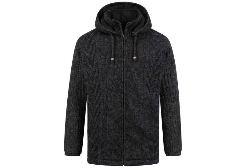 KUNST UND MAGIE Kapuzenstrickjacke Winter-Strickjacke Wolle Fleecefutter Hochkragen Kurzmantel Kapuze von KUNST UND MAGIE