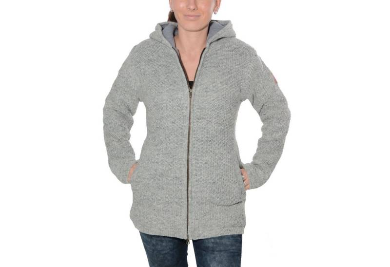 KUNST UND MAGIE Kapuzenstrickjacke Klassische Damen Strickjacke Wolle Jacke+Fleecefutter und Kapuze von KUNST UND MAGIE