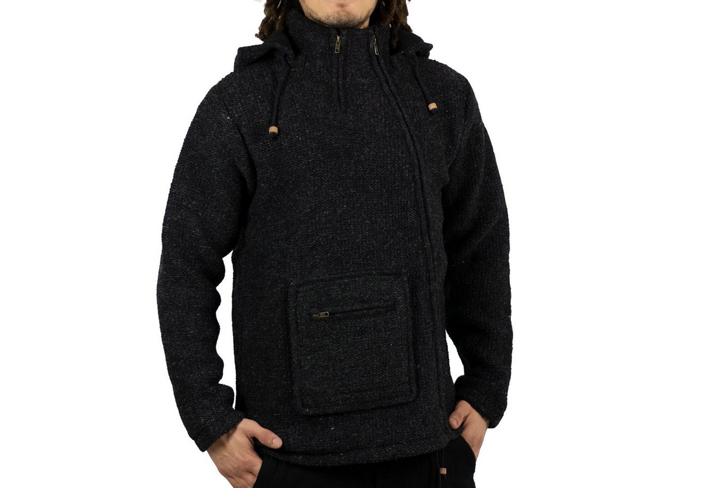 KUNST UND MAGIE Kapuzenstrickjacke Kunst & Magie Unisex Strick- Wolljacke abnehmbare Zipfelkapuze Abnehmbare Kapuze von KUNST UND MAGIE