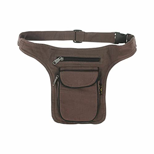 Kunst und Magie Kinder Goa Schulter Bauchtasche Gürteltasche Bauchgurt Hippie PSY Sidebag, Farbe:Braun von Kunst und Magie