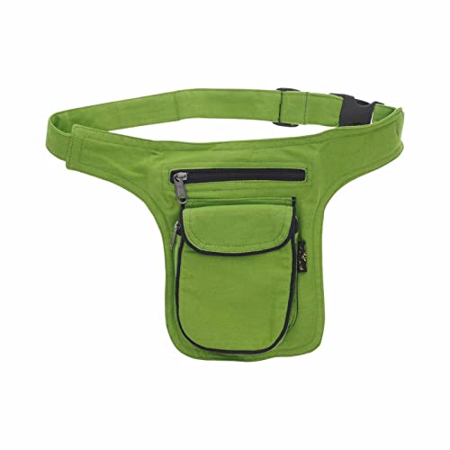 Kunst und Magie Kinder Goa Schulter Bauchtasche Gürteltasche Bauchgurt Hippie Psy Sidebag, Farbe:Grün von Kunst und Magie