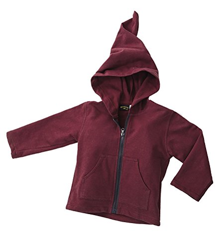 Kunst und Magie Kinder Sweatjacke Hoodie mit Wichtel Zipfelkapuze, Farbe:Bordeaux;Kindergrößen:116-122 von Kunst und Magie