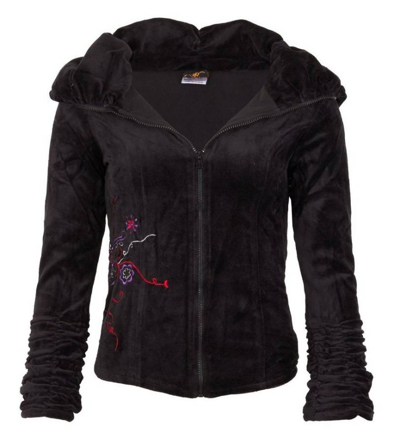 KUNST UND MAGIE Kurzjacke Boho Ethno Jacke mit Rollkragen aus Samt von KUNST UND MAGIE