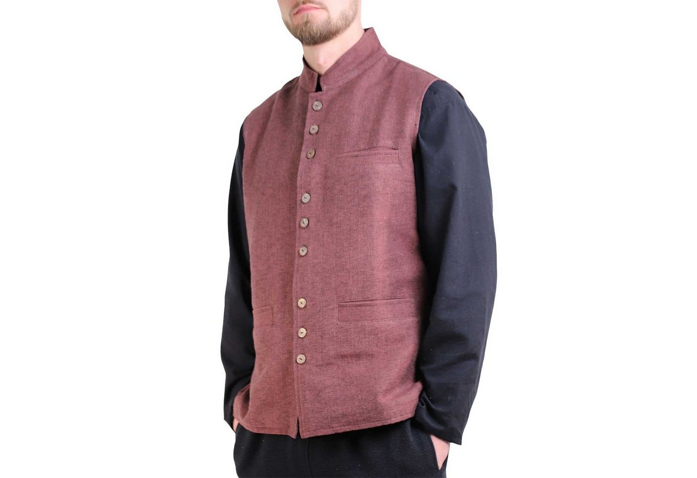 KUNST UND MAGIE Kurzweste Kunst und Magie Traditionelle Nepal Gilet Herren Hippie Weste von KUNST UND MAGIE