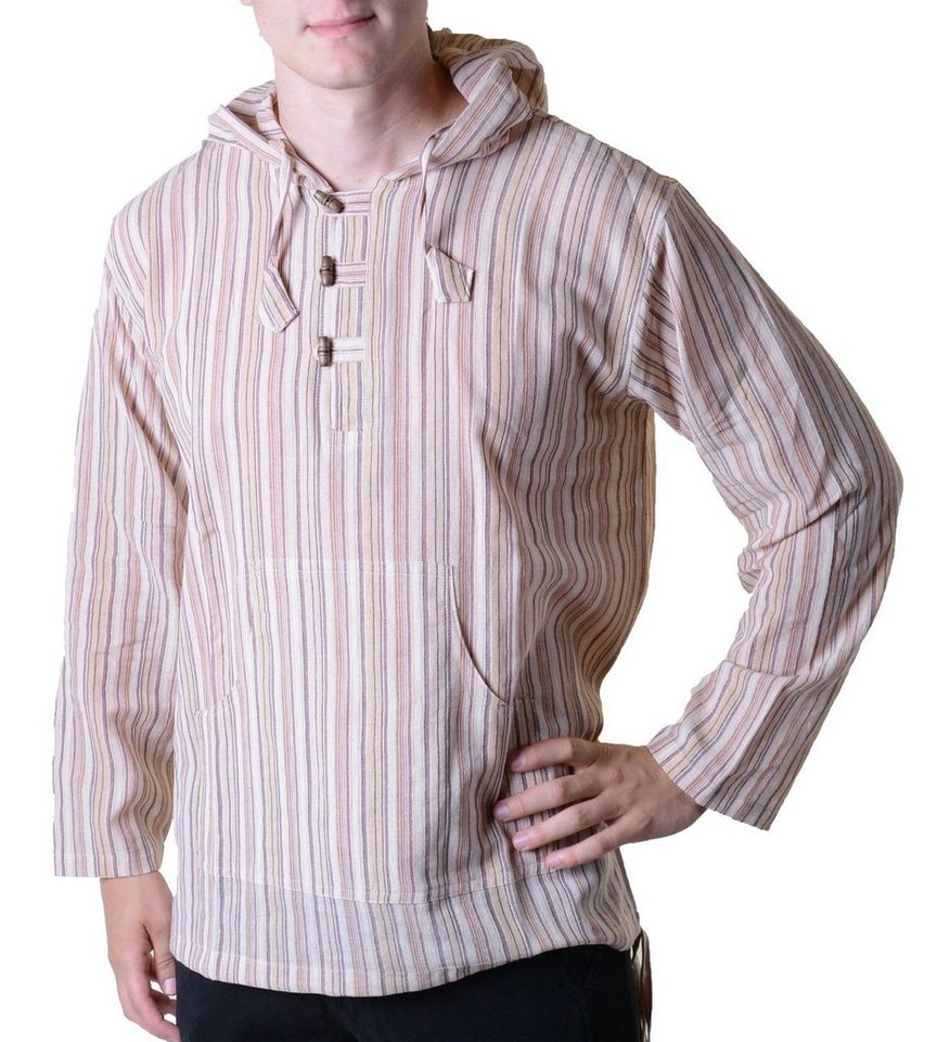 KUNST UND MAGIE Langarmhemd Gestreiftes Fischerhemd Überzieher Hemd Poncho+telalter+Zipfelkapuze KUNST UND MAGIE Langarmhemd Gestreiftes Fischerhemd Überzieher Hemd Poncho+telalter+Zipfelkapuze von KUNST UND MAGIE