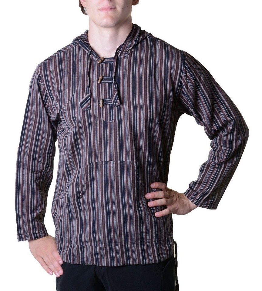 KUNST UND MAGIE Langarmhemd Gestreiftes Fischerhemd Überzieher Hemd Poncho+telalter+Zipfelkapuze KUNST UND MAGIE Langarmhemd Gestreiftes Fischerhemd Überzieher Hemd Poncho+telalter+Zipfelkapuze von KUNST UND MAGIE