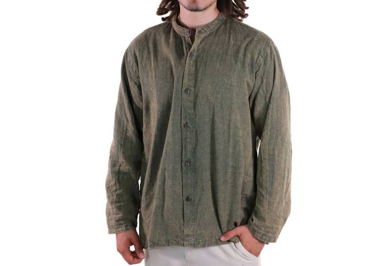 KUNST UND MAGIE Langarmhemd KUNST UND MAGIE Herren Hemd stonewashed Fischerhemd Freizeithemd von KUNST UND MAGIE