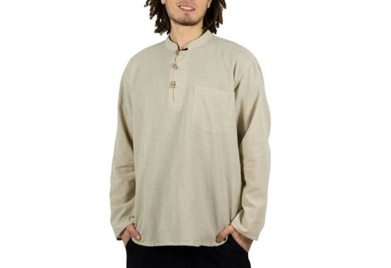 KUNST UND MAGIE Langarmhemd Herren Fischerhemden bequemer Schnitt klassische Farben von KUNST UND MAGIE