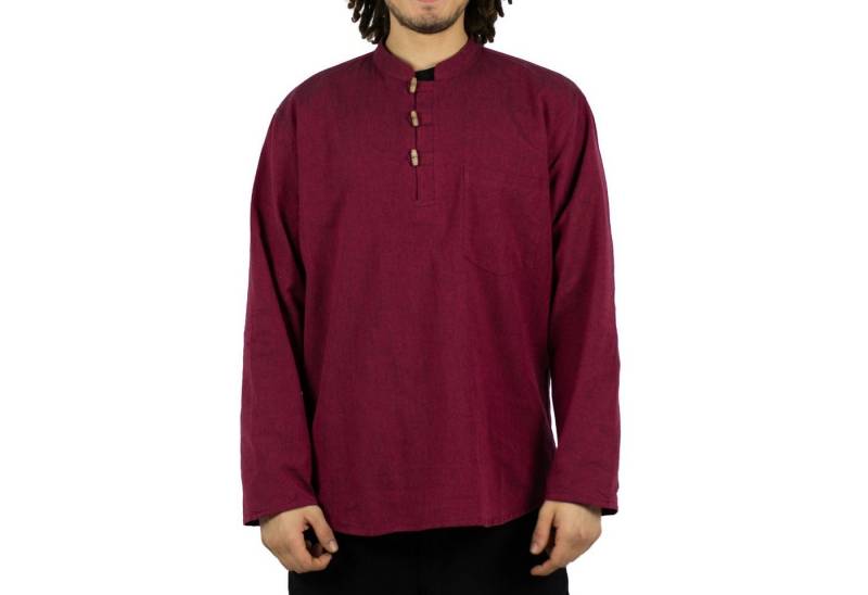 KUNST UND MAGIE Langarmhemd Herren Fischerhemden bequemer Schnitt klassische Farben von KUNST UND MAGIE