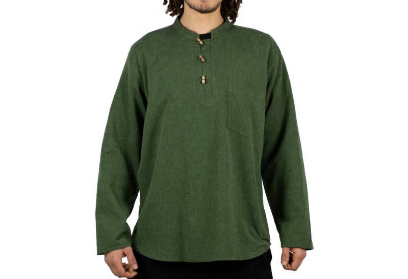 KUNST UND MAGIE Langarmhemd Herren Fischerhemden bequemer Schnitt klassische Farben von KUNST UND MAGIE