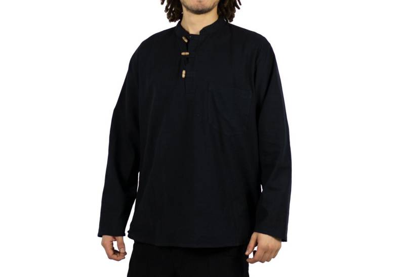 KUNST UND MAGIE Langarmhemd Herren Fischerhemden bequemer Schnitt klassische Farben von KUNST UND MAGIE