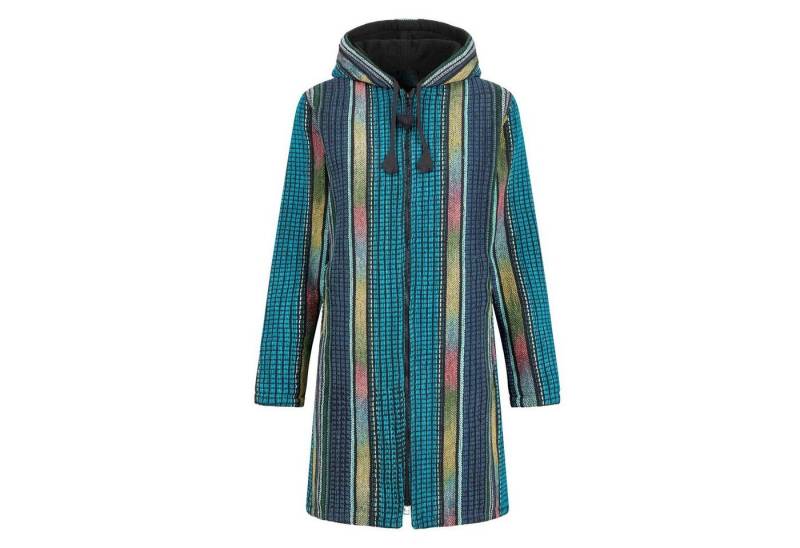KUNST UND MAGIE Langjacke Damen Gheri Jacke Kurzmantel Kapuze -Hippie Goa Boho Damen Mantel von KUNST UND MAGIE
