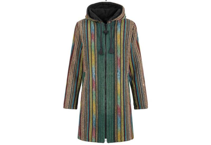 KUNST UND MAGIE Langjacke Damen Gheri Jacke Kurzmantel Kapuze -Hippie Goa Boho Damen Mantel von KUNST UND MAGIE