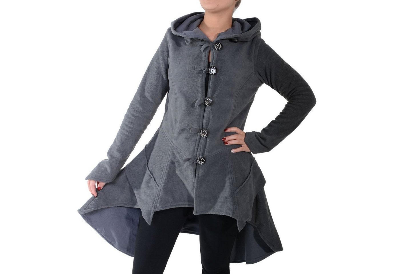 KUNST UND MAGIE Langjacke Kunst&Magie Damenmantel Fleece+Kapuze Boho Gehrock Jacke Fleecejacke KUNST UND MAGIE Langjacke Kunst&Magie Damenmantel Fleece+Kapuze Boho Gehrock Jacke Fleecejacke von KUNST UND MAGIE