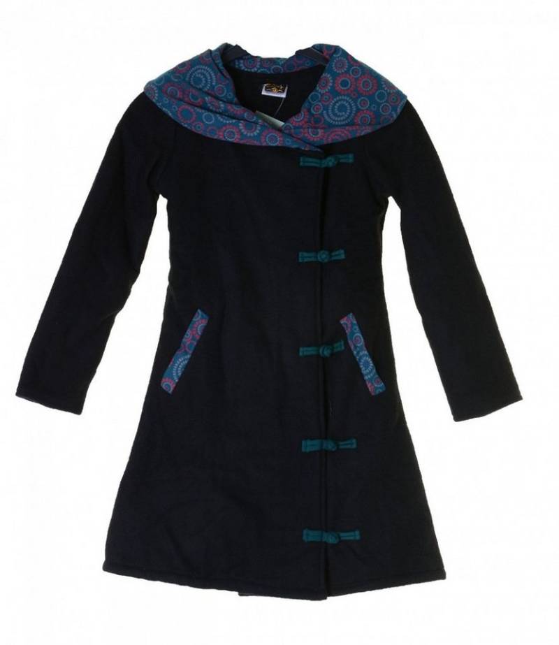 KUNST UND MAGIE Langjacke Wollmantel Jacke Mantel Goa Psy Hippie Boho von KUNST UND MAGIE