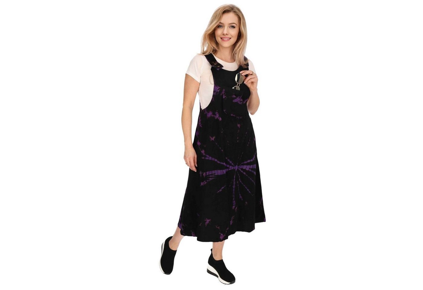 KUNST UND MAGIE Latzhose Latzkleid bunt Tie Dy Batik Boho Ibiza 70er Overall Hippie Sommerkleid von KUNST UND MAGIE