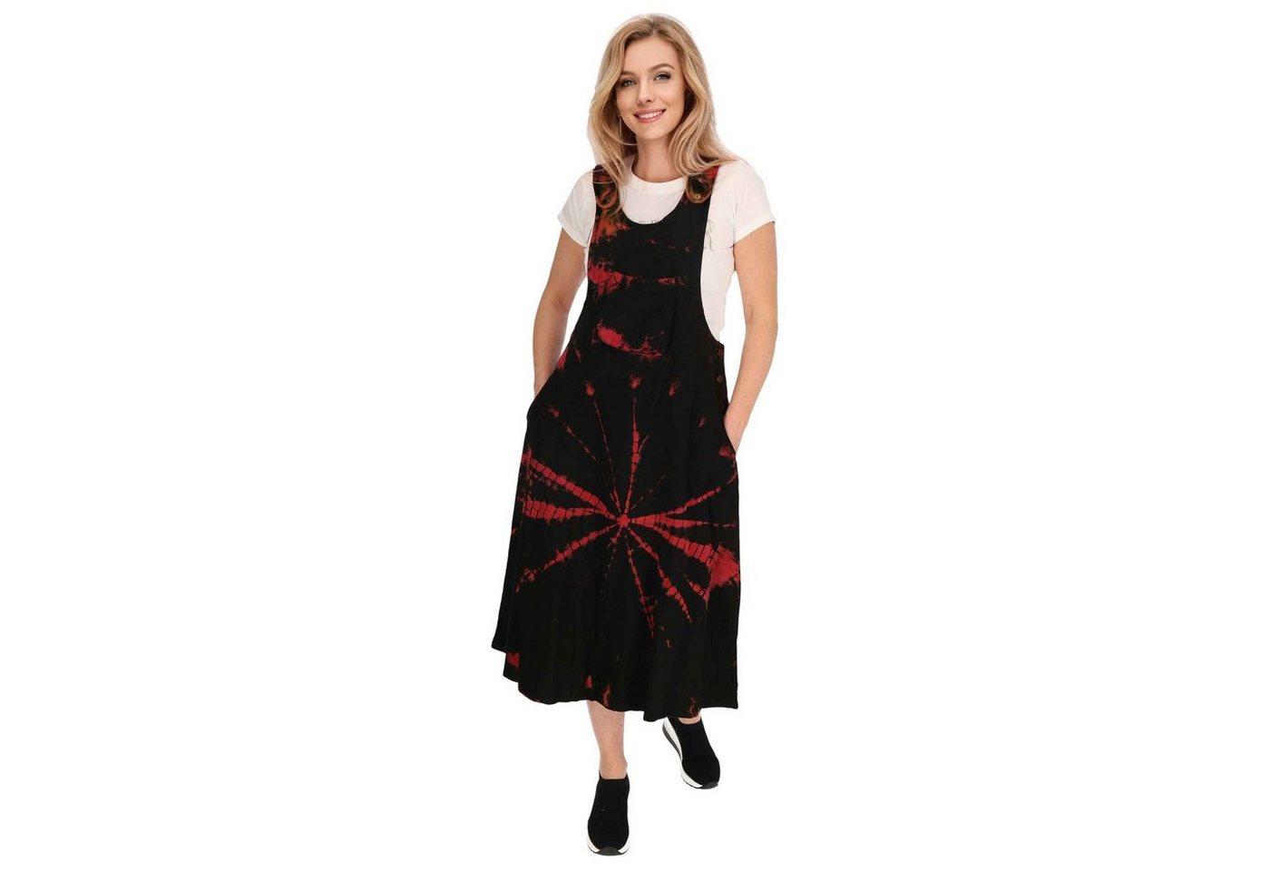 KUNST UND MAGIE Latzhose Latzkleid bunt Tie Dy Batik Boho Ibiza 70er Overall Hippie Sommerkleid von KUNST UND MAGIE