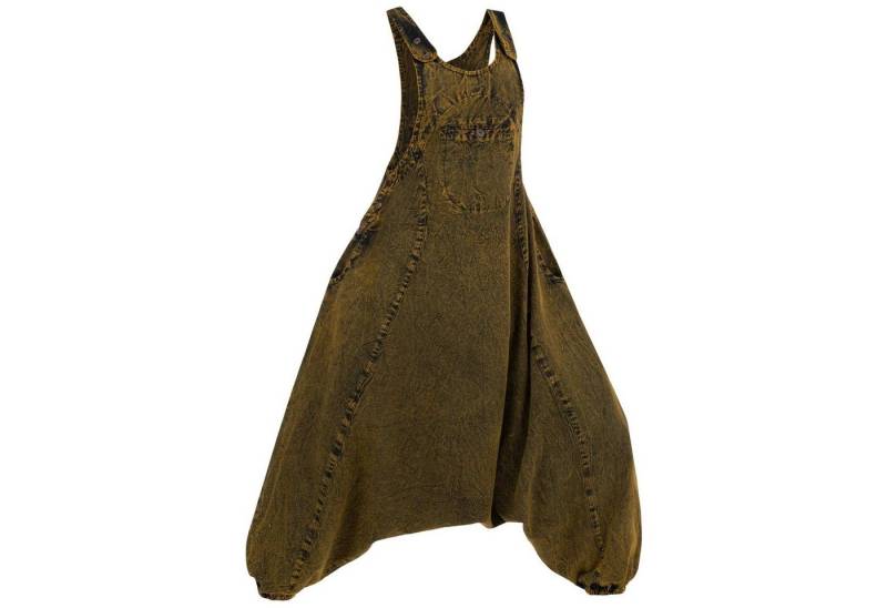 KUNST UND MAGIE Latzhose Hippie Latz/Haremshose Hose 70er Jumpsuit Overall Stonewashed Catsuit von KUNST UND MAGIE