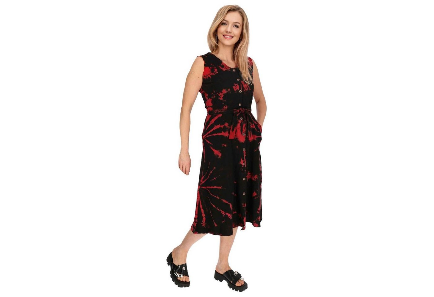 KUNST UND MAGIE Latzhose Kleid Batik Sommerkleid Baumwoll Kleid Boho Ibiza Hippie Tie Dye von KUNST UND MAGIE