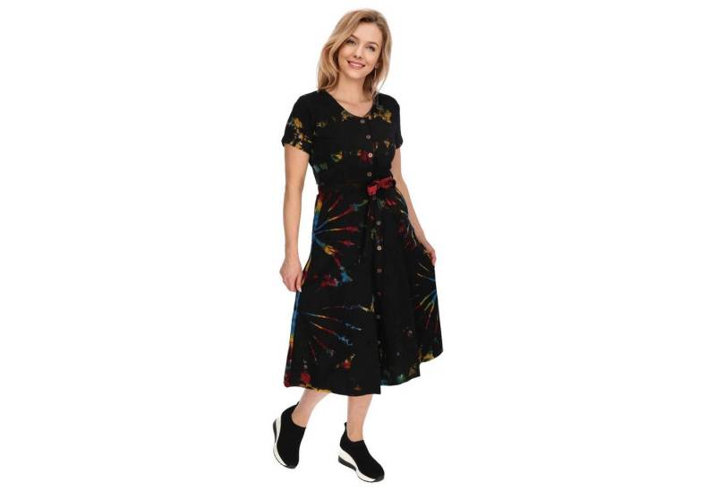 KUNST UND MAGIE Sommerkleid Kleid Batik Sommerkleid Baumwoll Kleid Boho Ibiza Hippie Tie Dye von KUNST UND MAGIE
