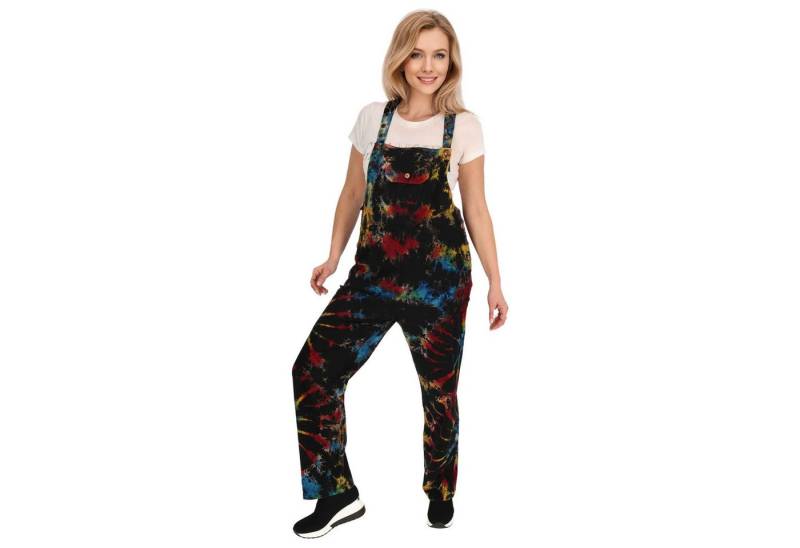 KUNST UND MAGIE Latzhose Tie Dye Batik Latzhose Haremshose Hose Psy 70er Boho Jumpsuit Bunt von KUNST UND MAGIE