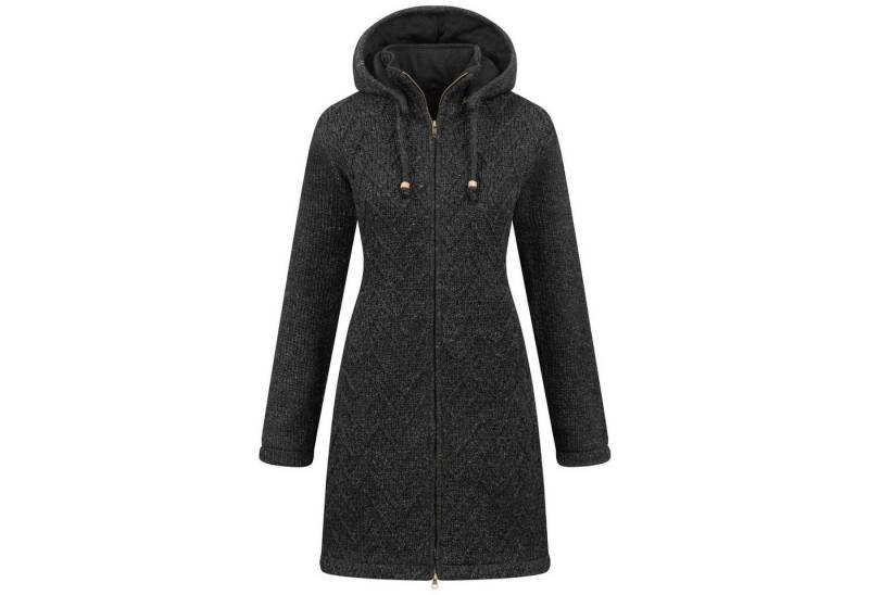 KUNST UND MAGIE Longstrickjacke Klassische Strickjacke Kurzmantel Wolle + Fleecefutter und Kapuze von KUNST UND MAGIE