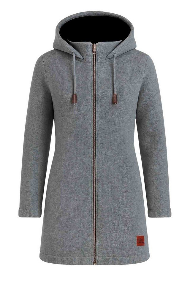 KUNST UND MAGIE Longstrickjacke Klassische Strickjacke Kurzmantel Wolle + Fleecefutter Kapuze Boho von KUNST UND MAGIE