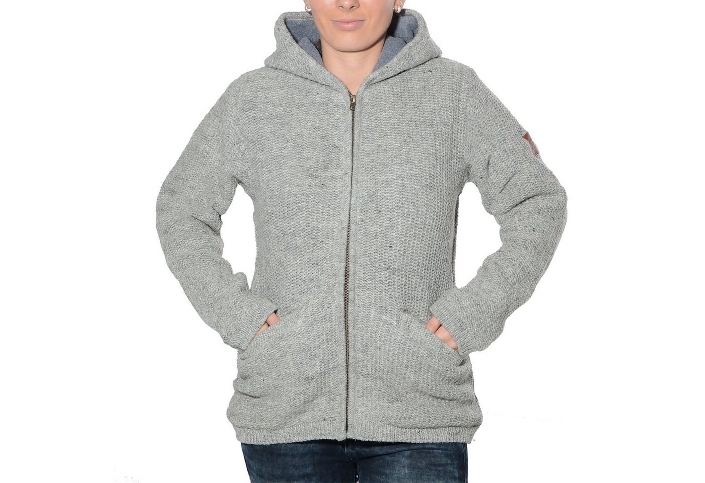 KUNST UND MAGIE Longstrickjacke Klassische Damen Strickjacke Wolle Jacke+Fleecefutter Zipfelkapuze KUNST UND MAGIE Longstrickjacke Klassische Damen Strickjacke Wolle Jacke+Fleecefutter Zipfelkapuze von KUNST UND MAGIE