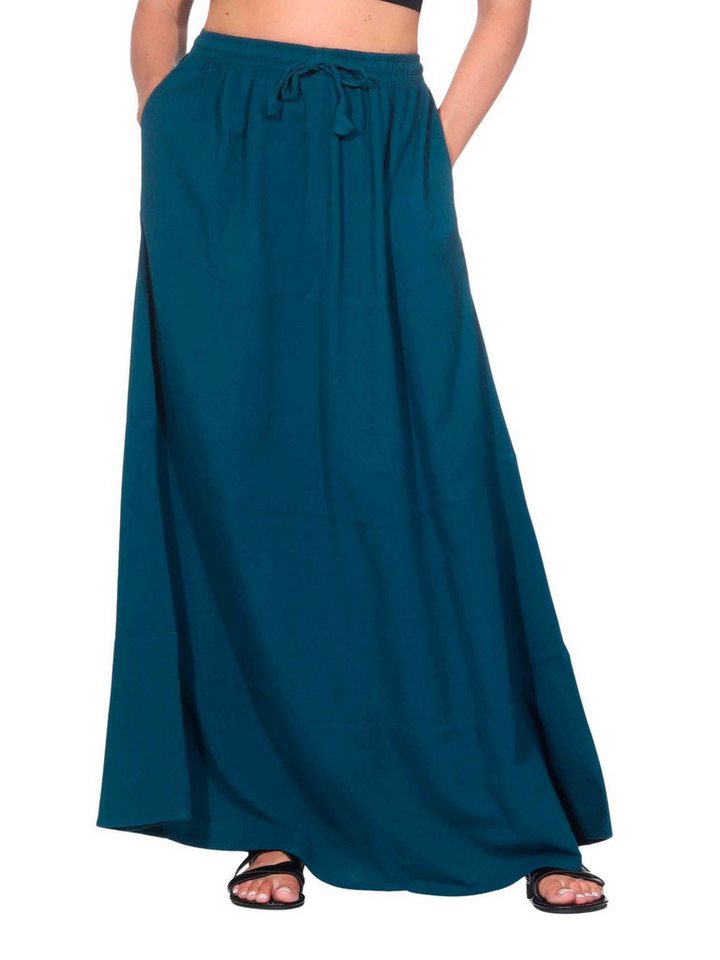 KUNST UND MAGIE Maxirock Sommerrock Damen Rock Baumwolle – Boho Maxirock elastische Taille von KUNST UND MAGIE