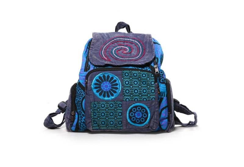 KUNST UND MAGIE Rucksack Kunst und Magie Bunt Hippie Rucksack "Spirale" Stonewashed Nepal Fair von KUNST UND MAGIE