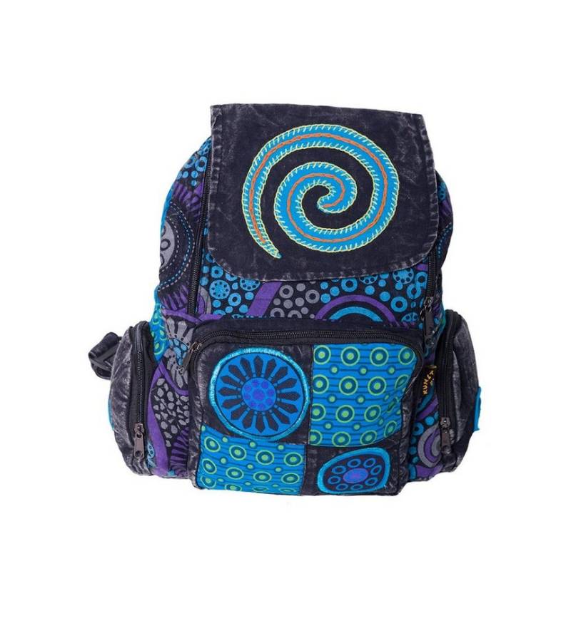 KUNST UND MAGIE Rucksack Kunst und Magie Bunt Hippie Rucksack "Spirale" Stonewashed Nepal Fair von KUNST UND MAGIE
