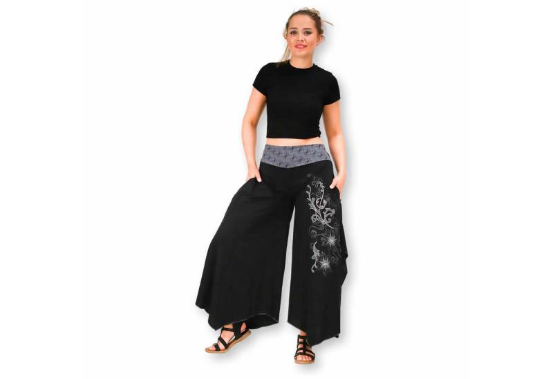 KUNST UND MAGIE Schlaghose Schlaghose Ibiza Syle Boho Strandhose Wellnesshose + Stickerei von KUNST UND MAGIE