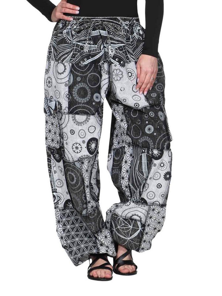 KUNST UND MAGIE Schlaghose Unisex Haremshose HosePluderhose Patchwork Baumwolle Freizeit Boho von KUNST UND MAGIE