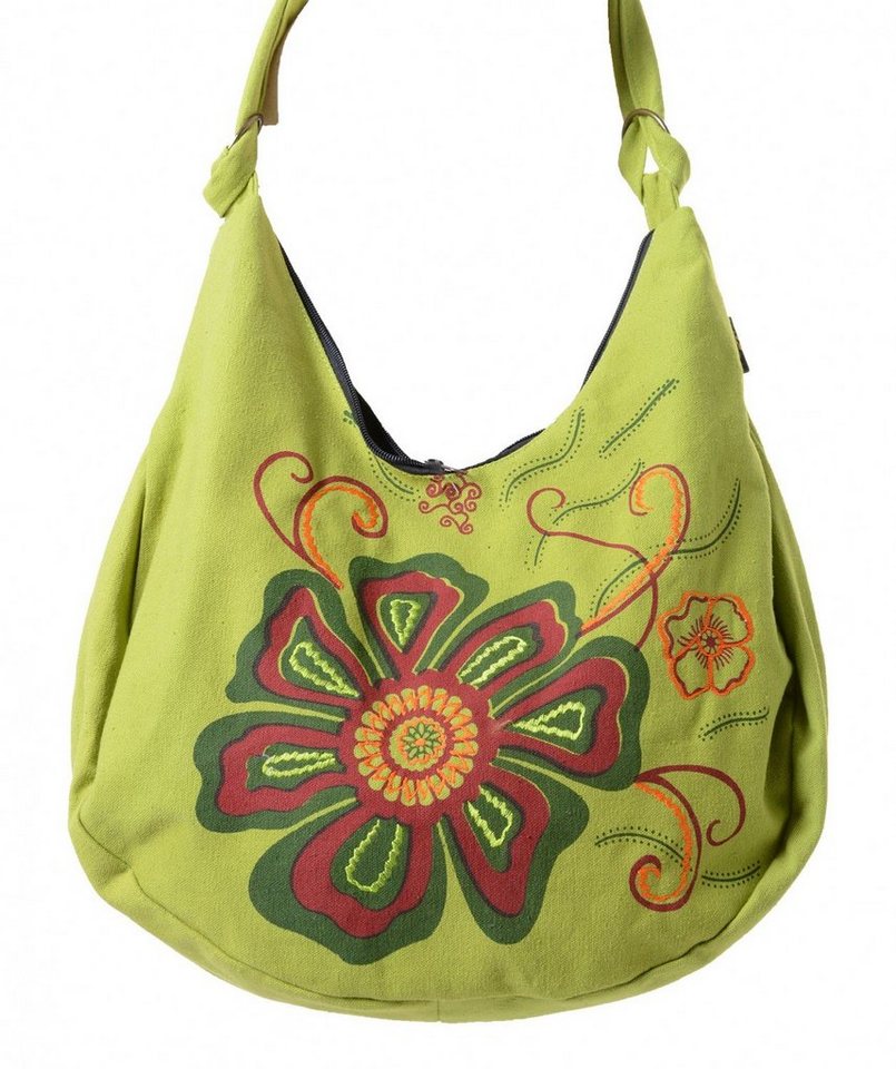 KUNST UND MAGIE Schultertasche Ethno Hippie Handtasche Schultertasche Umhängetasche+Blumenstickereien von KUNST UND MAGIE