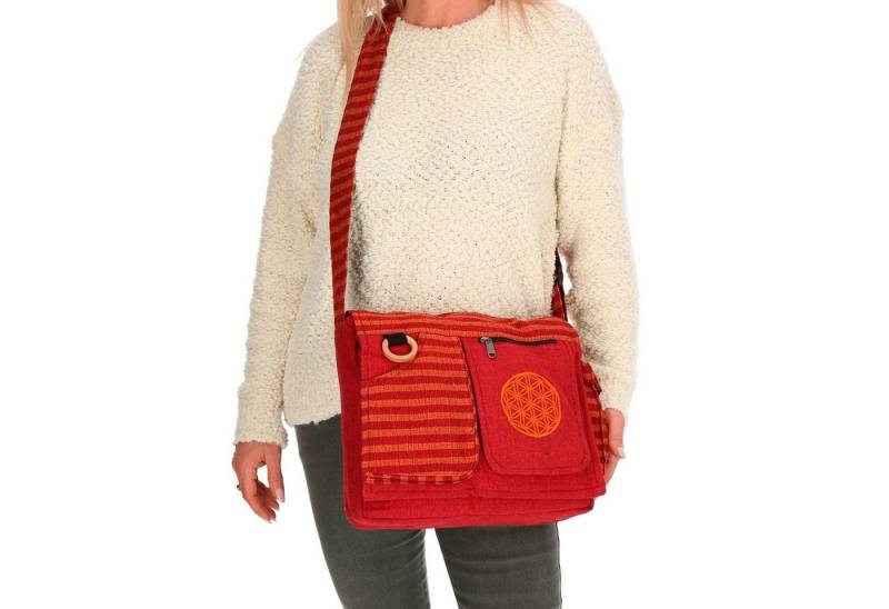 KUNST UND MAGIE Schultertasche Schultertasche Lebensblume Hippie Handtasche Tasche + Schulterriemen von KUNST UND MAGIE