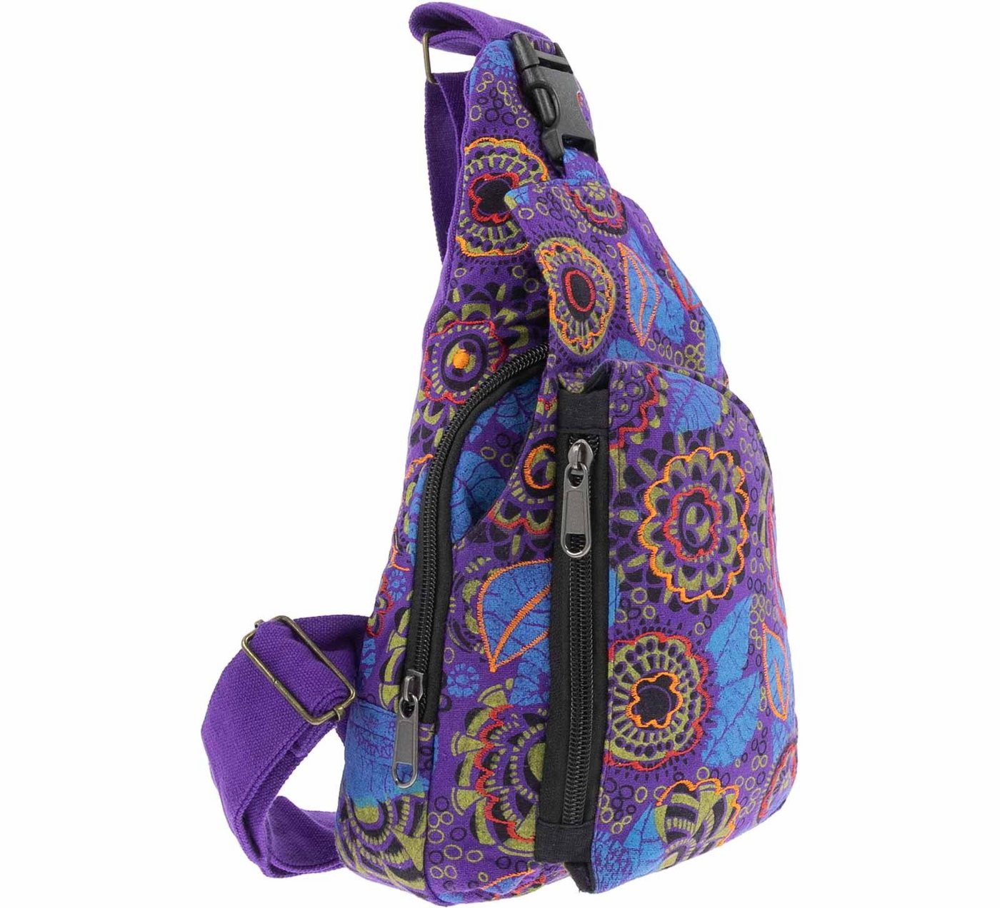 KUNST UND MAGIE Schultertasche Slingbag Brusttasche Hippie Bodybag Schultertasche Rucksack Bunt S von KUNST UND MAGIE