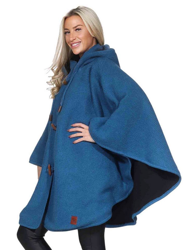 KUNST UND MAGIE Strickcape Strick Poncho+Kapuze Umhang Cape Strickjacke Wolle Jacke Winter Mantel von KUNST UND MAGIE