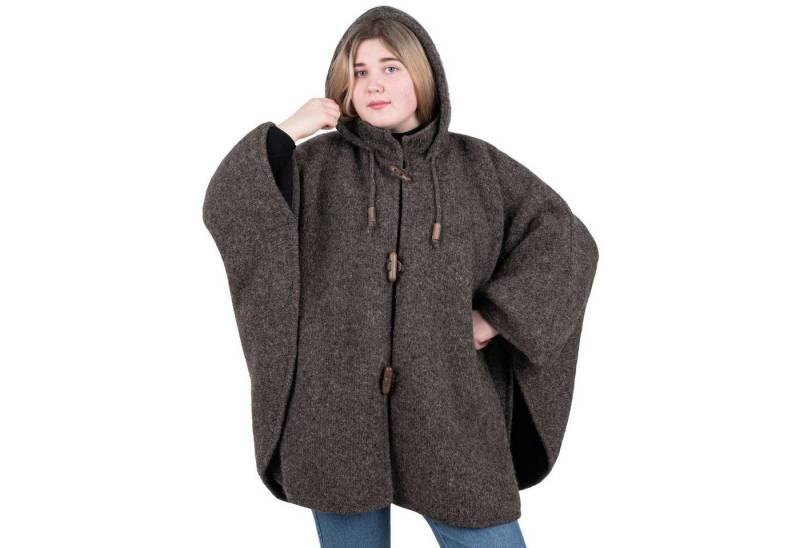 KUNST UND MAGIE Strickcape Strick Poncho+Kapuze Umhang Cape Strickjacke Wolle Jacke Winter Mantel von KUNST UND MAGIE