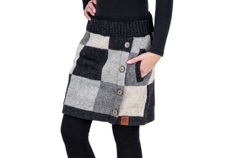 KUNST UND MAGIE Strickrock Bunter Patchwork Strickrock kurz+klassischem Muster Wolle gefüttert von KUNST UND MAGIE