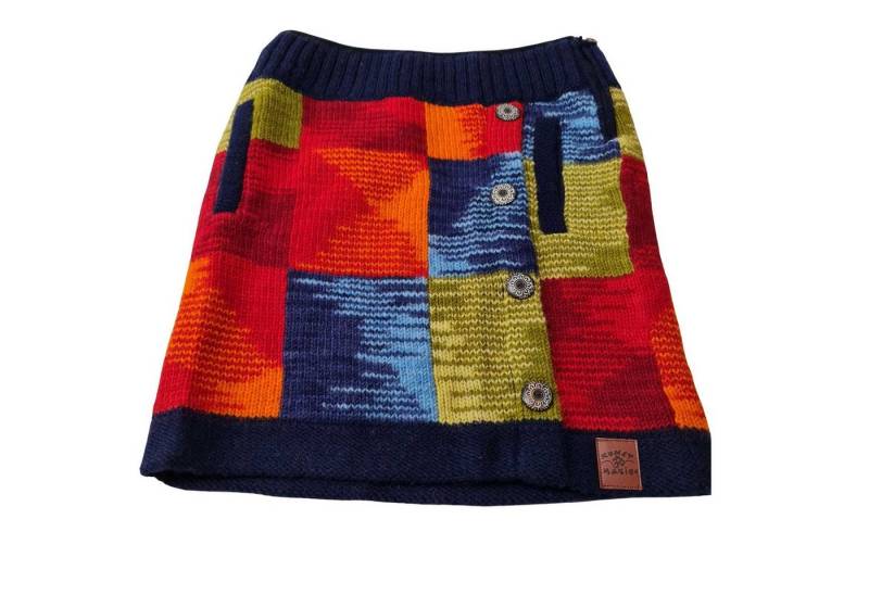 KUNST UND MAGIE Strickrock Bunter Patchwork Strickrock kurzer gefütterter Rock Wolle Boho von KUNST UND MAGIE