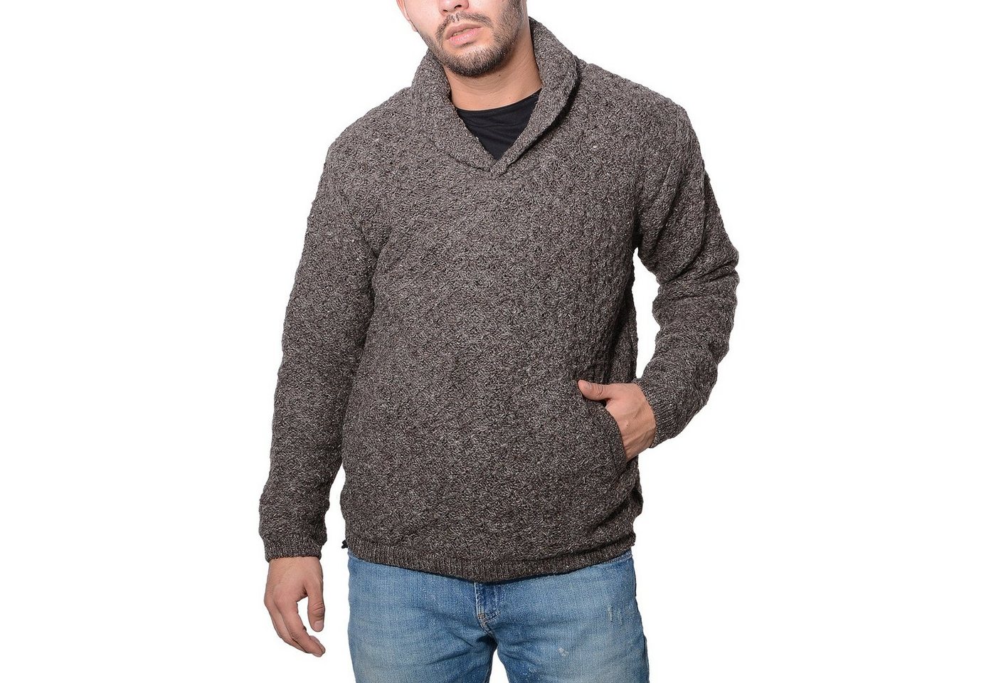 KUNST UND MAGIE Sweatshirt Herren Strickpullover Wollpullover+Schalkragen warmes Fleecefutter von KUNST UND MAGIE